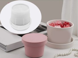 Molde silicona maceta lisa con tapa